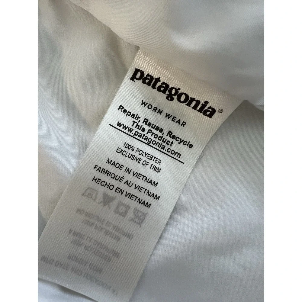 Patagonia Vest Womens Medium White‎ Fleece Sherpa Full Zip Lined Pockets Cozy